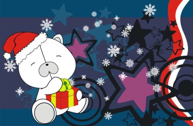 Xmas bebek kutup ayısı karikatür hediye arka plan