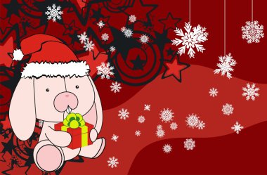 Noel bebeği tavşan karikatür hediye arka plan