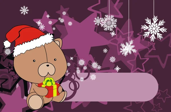 Xmas baby teddy bear cartoon gift background — Stock Vector