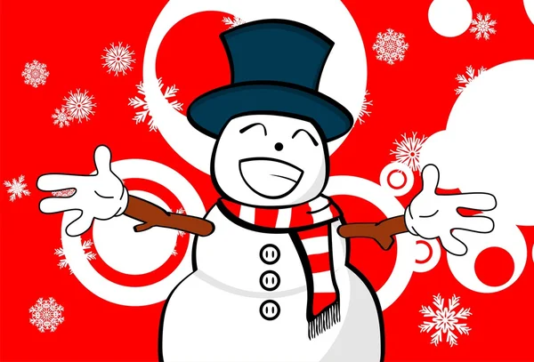 Bonhomme de neige dessin animé Noël fond card01 — Image vectorielle