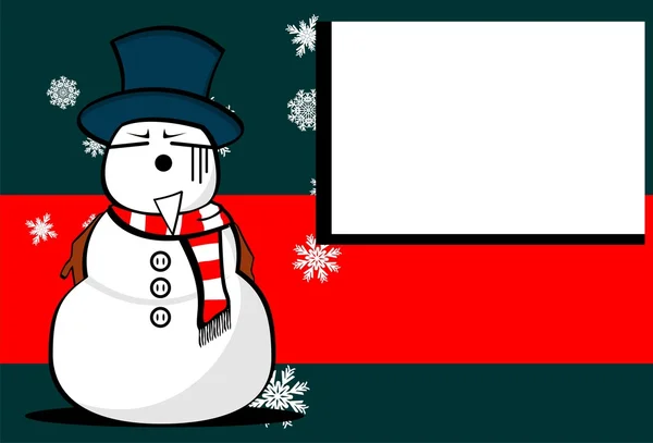 Bonhomme de neige dessin animé Noël fond card9 — Image vectorielle