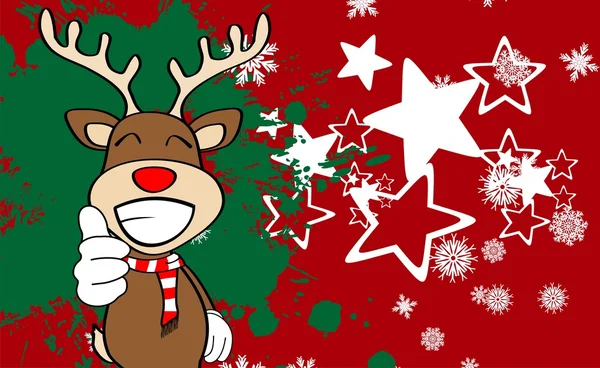 Xmas reindeer cartoon expression background8 — Stock Vector