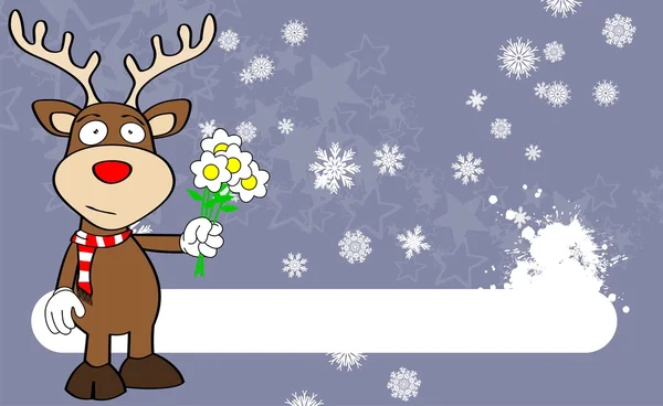 Xmas reindeer cartoon expression background6 — Stock Vector