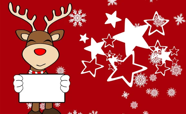 Xmas reindeer cartoon expression background3 — Stock Vector
