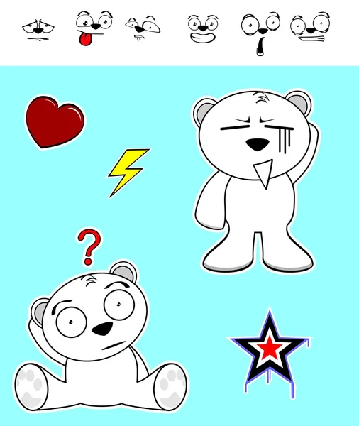 Маленький білий ведмідь мультиплікаційний набір5 — стоковий вектор