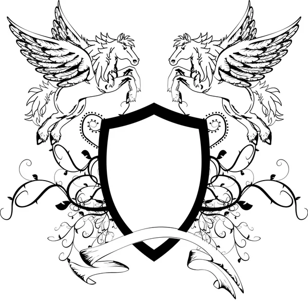 Heraldiska pegasus vapen crest shield5 — Stock vektor