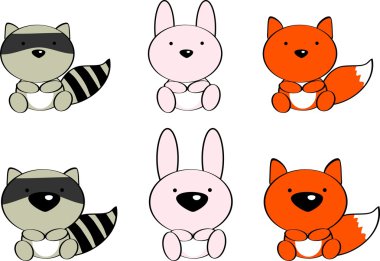 Şirin Bebek hayvanlar karikatür etiketleri ayarla