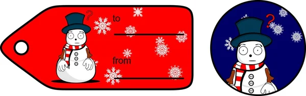 Bonhomme de neige dessin animé Noël carte cadeau autocollant set4 — Image vectorielle