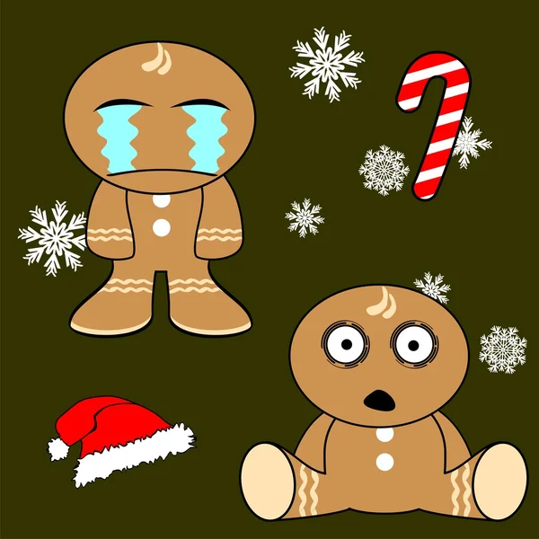 Set natalizio cartone animato di zenzero9 — Vettoriale Stock