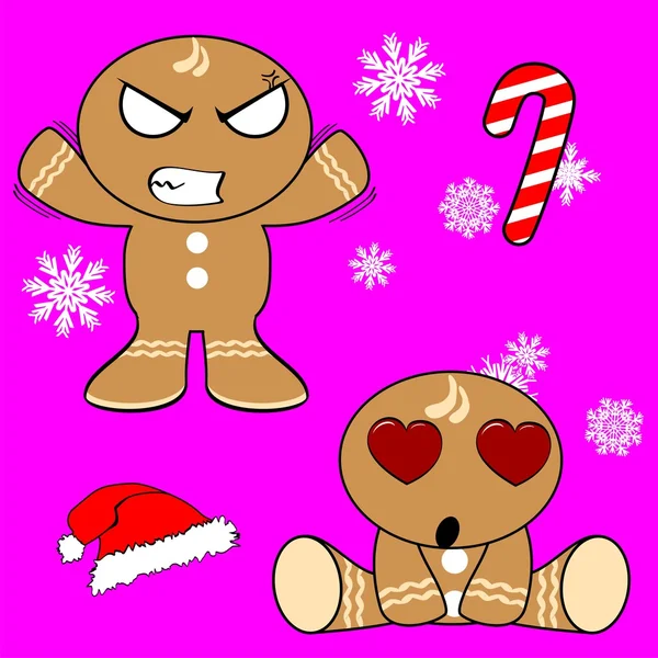 Gingerma cartoon xmas set6 — Stock vektor