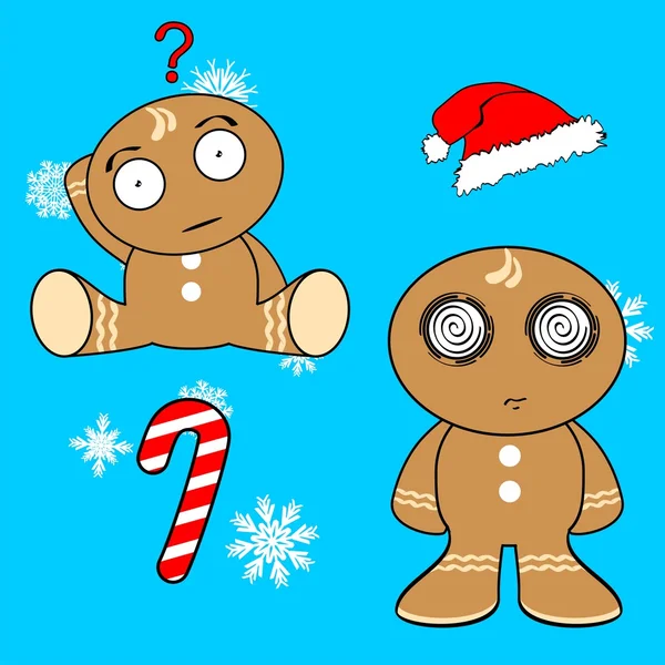 Gingerma cartoon xmas set — Stock vektor