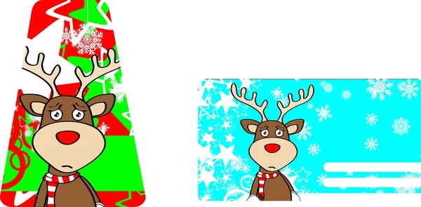 Noël renne dessin animé giftcard02 — Image vectorielle