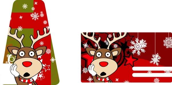 Xmas rendieren cartoon giftcard2 — Stockvector