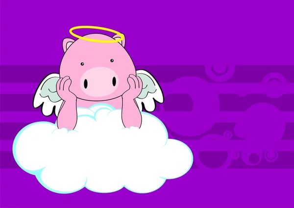 Pig baby cute angel cartoon background — Stock Vector