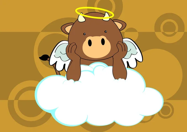Bull děťátko roztomilý anděl kreslených pozadí — Stockový vektor