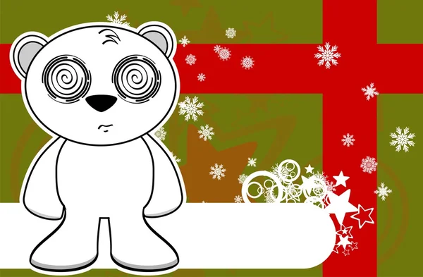 Ours en peluche polaire bande dessinée fond de Noël 3 — Image vectorielle