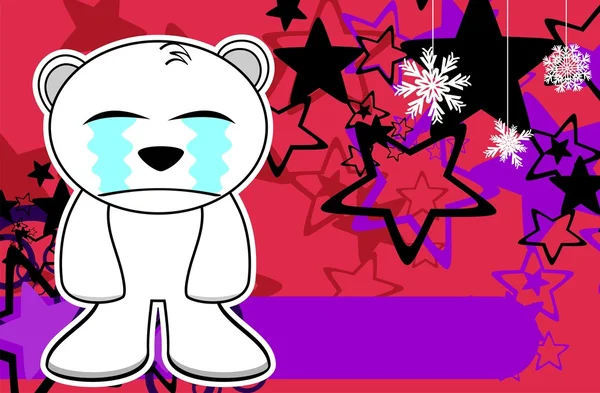 Polar teddy bear cartoon xmas background2 — Stockvector