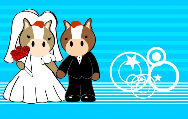 马结婚卡通背景 — 图库矢量图片