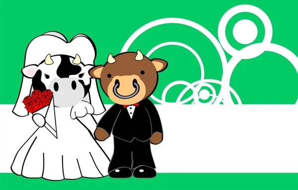 Vaca e touro casados desenhos animados fundo — Vetor de Stock