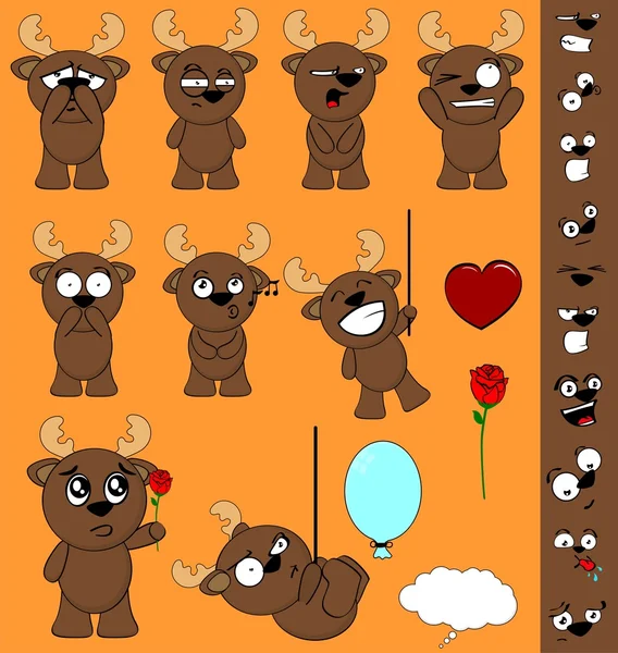 驯鹿的孩子卡通集的包 — 图库矢量图片