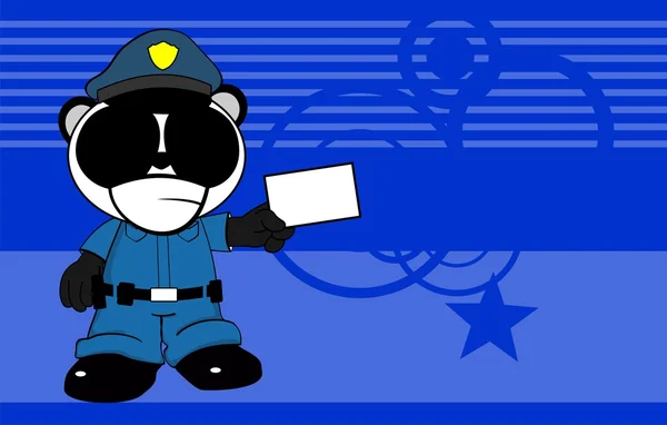 Panda oso policía de dibujos animados de fondo card6 — Vector de stock