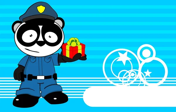 Panda orso poliziotto cartone animato sfondo card5 — Vettoriale Stock