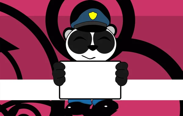 Pandabär Cop Karikatur Hintergrund card2 — Stockvektor