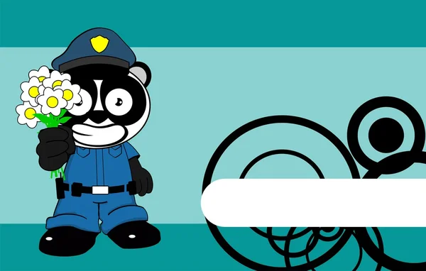 Panda oso policía de dibujos animados tarjeta de fondo — Vector de stock