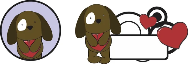 かわいい赤ちゃん子犬バレンタイン漫画心 — ストックベクタ