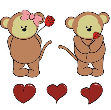 Maymun bebek sevimli çizgi kümesi