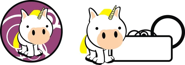 Kartun unicorn copyspace yang lucu - Stok Vektor