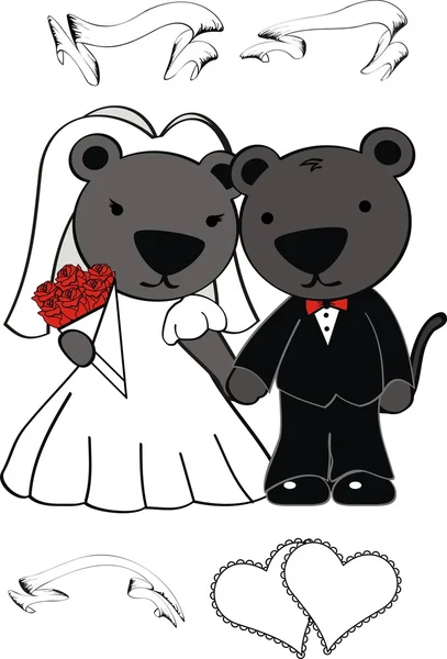 可爱的豹已婚的卡通 — 图库矢量图片