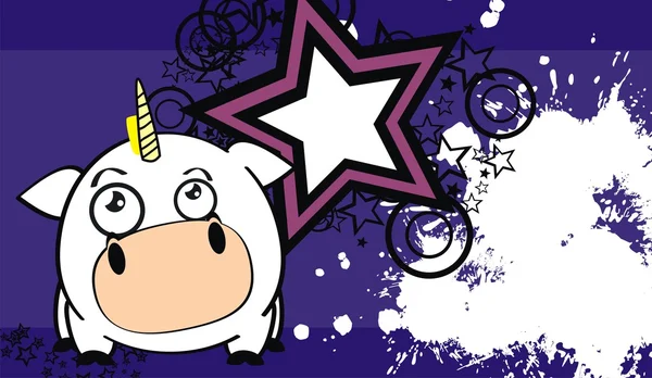 Latar belakang ekspresi kartun bola unicorn manis - Stok Vektor