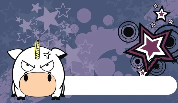 Latar belakang ekspresi marah kartun bola unicorn - Stok Vektor