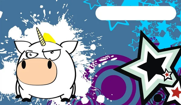 Angry Unicorn bola lucu kartun ekspresi latar belakang - Stok Vektor