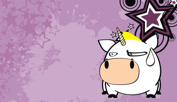 Unhappy bola Unicorn lucu latar belakang ekspresi kartun - Stok Vektor