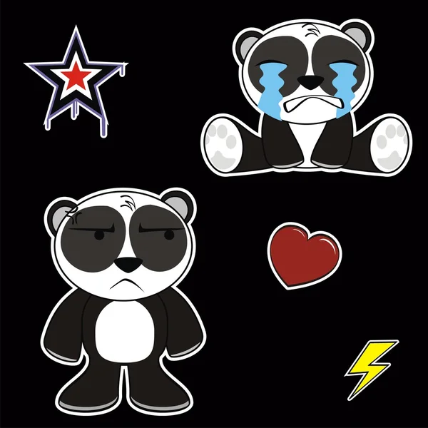 Pequeño oso panda lindo expresiones de dibujos animados set0 — Vector de stock