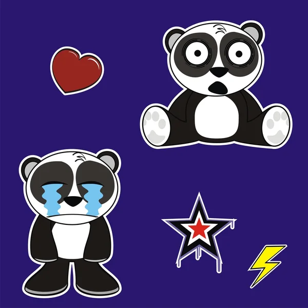 Pequeno panda urso bonito expressões cartoon set3 — Vetor de Stock