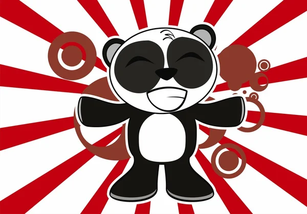 Abraço pouco panda urso bonito desenho animado expressão fundo — Vetor de Stock