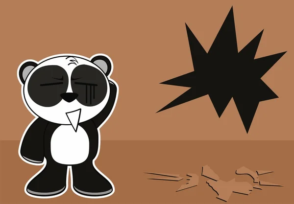 Pequeno panda urso bonito desenho animado expressão fundo — Vetor de Stock