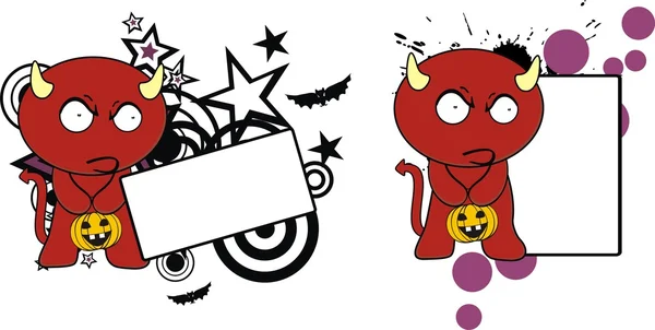 Zły demon słodkie dziecko kreskówka lato halloween — Wektor stockowy