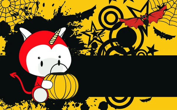 万圣节的独角兽卡通背景 — 图库矢量图片