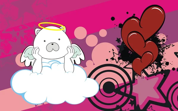 Oso polar bebé lindo ángel dibujos animados fondo — Vector de stock