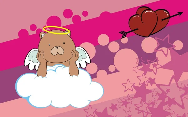 Medvídek baby roztomilý anděl kreslených pozadí — Stockový vektor