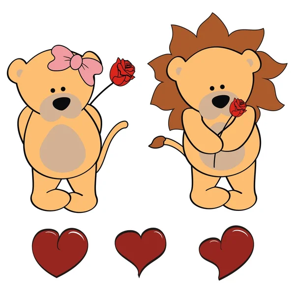 León bebé lindo conjunto de dibujos animados — Vector de stock