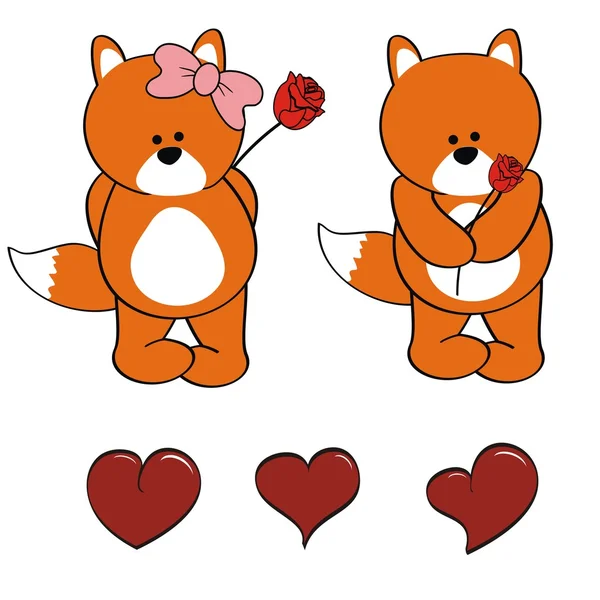 Cute cartoon babyset Fox — Stockvector