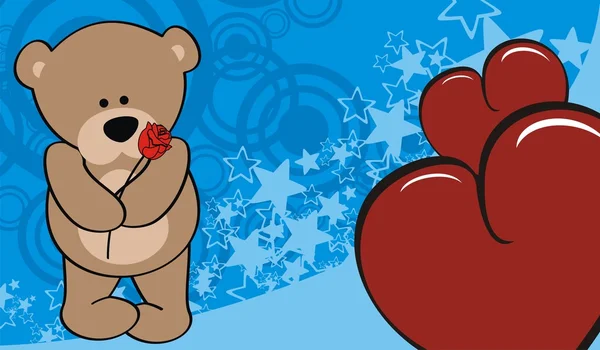 Teddy bear liefde valentine achtergrond cartoon — Stockvector