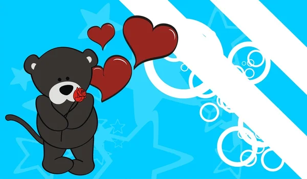 Pantera amor San Valentín fondo de dibujos animados — Vector de stock
