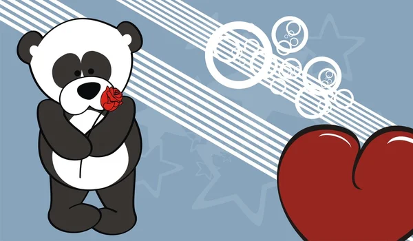 Miś Panda miłość kreskówka tło valentine — Wektor stockowy