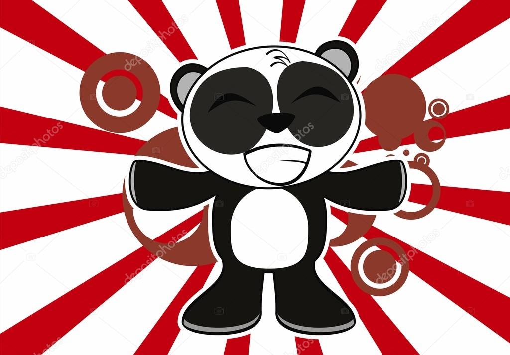 Hug Little panda bear cute cartoon expression background